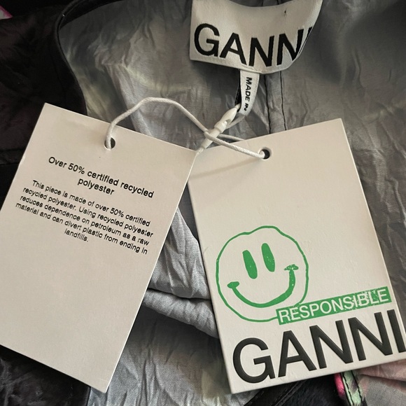 Ganni Floral Satin Mini Dress - Size 32 / 0 - Picture 7 of 11